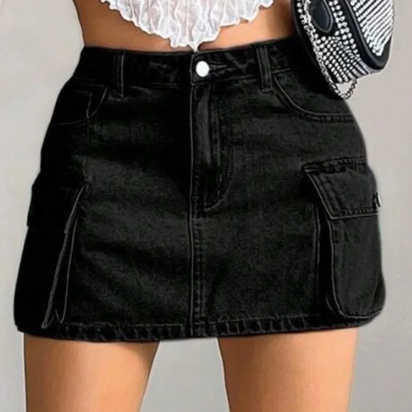 Denim Pockets Casual Cargo Skirt - Picture 4 of 5